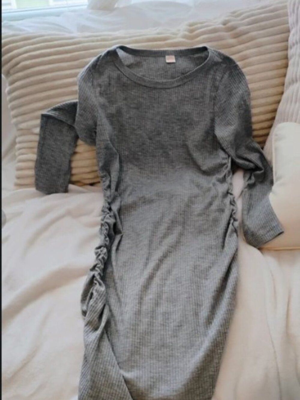 150 Ruched Sides Long Sleeve Tunic Dress Soft Slouchy Fit SM